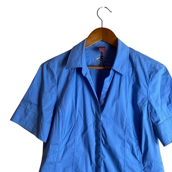 Olsen blue short sleeve button up shirt - Picture 2 of 9